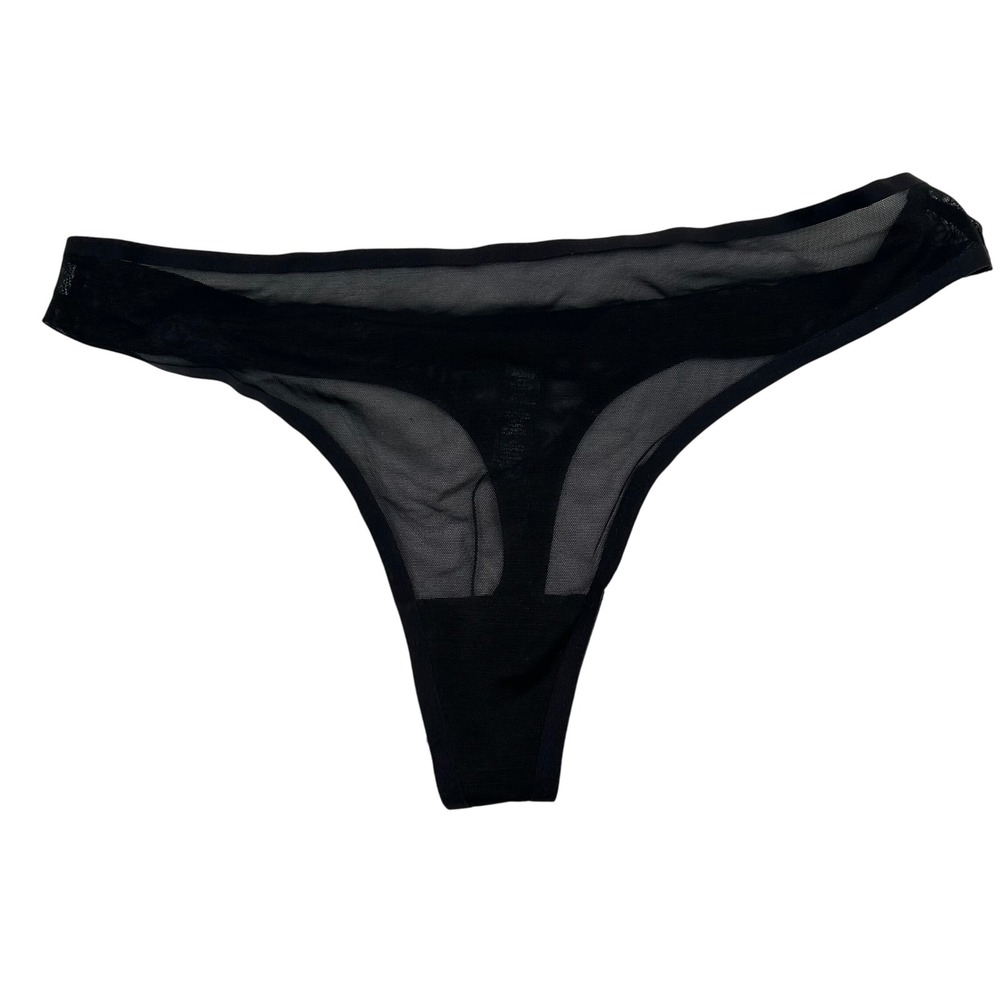 SKIMS Thong Underwear Seamless Mesh Onyx Black Lingerie Minimalist XL NWT
